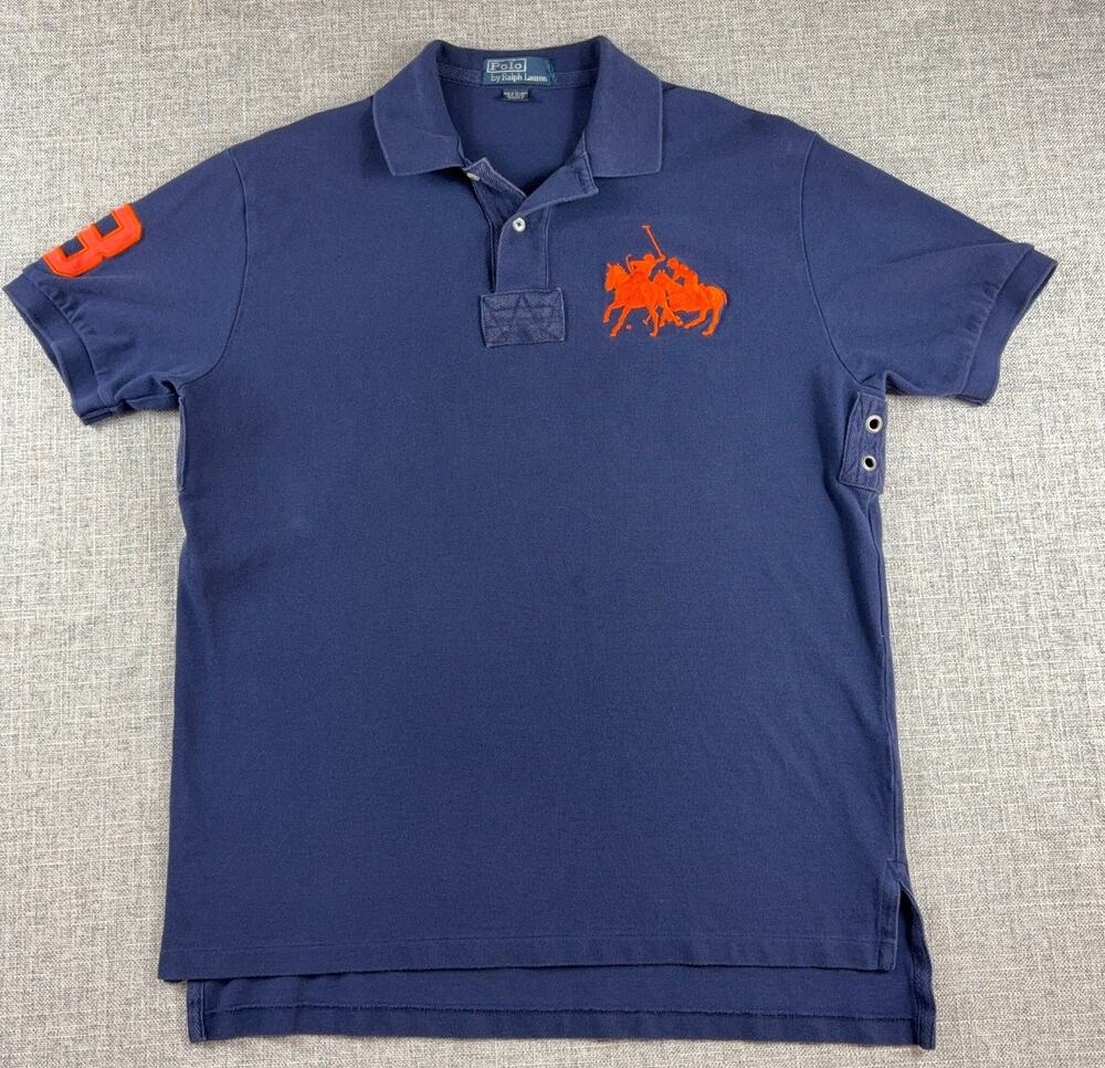Polo Ralph Lauren Big Pony Polo Shirt Navy Orange #3 Rugby Style 22.5x31.5